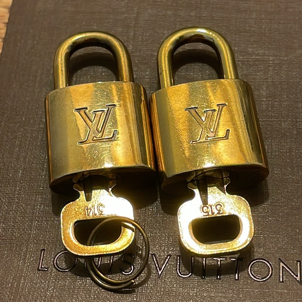 Lot of 2 Louis Vuitton Cadena Brass lock and key sets #314 and #315